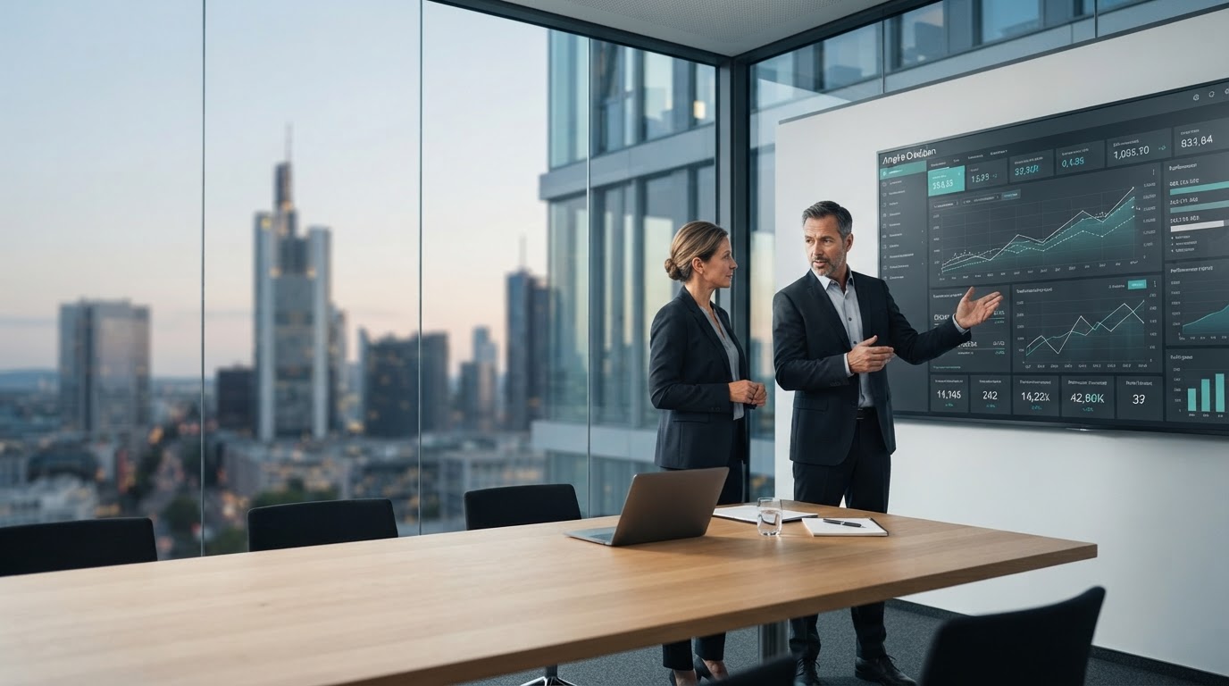 Amplio Creditian data monitoring interface displayed in a calm, technical grey and teal palette